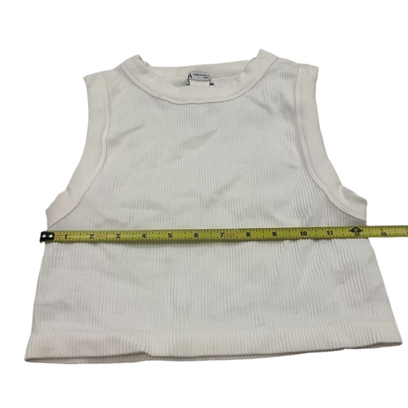 NWOT Zara White Ribbed Athletic Tank Top M-L - Picture 5 of 8